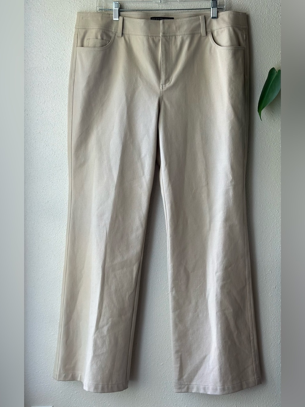 Lafayette 148 New York Pants Womens Size 16 Beige Stretch Mid Rise Straight Leg